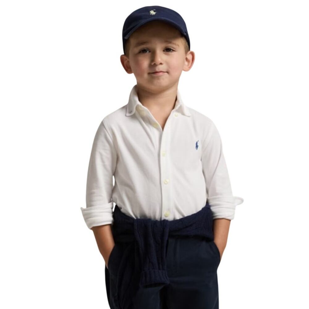 Ralph Lauren Baby 24M White Long Sleeve Linen Button Down Shirt Preppy R7-4